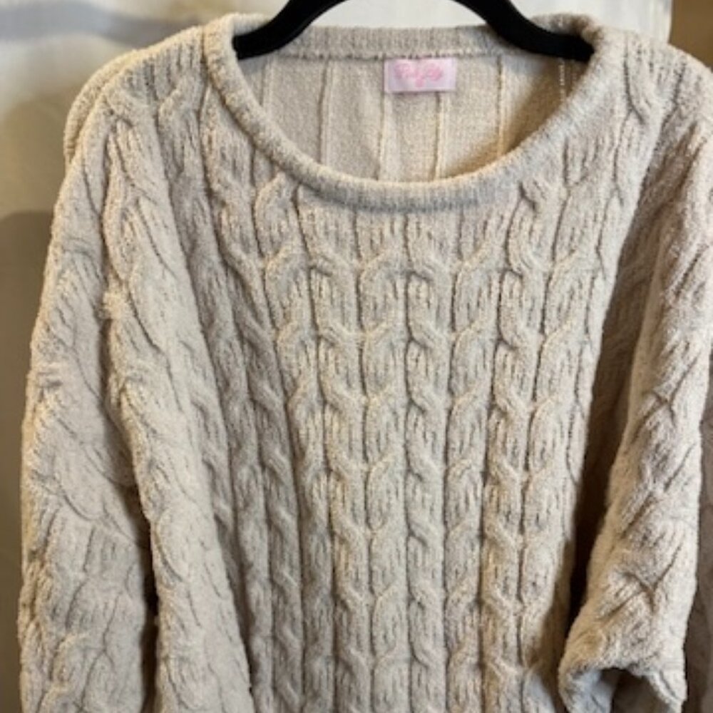 Pink Lily Beige Cable Knit Cozy Sweater Women’s Size XL